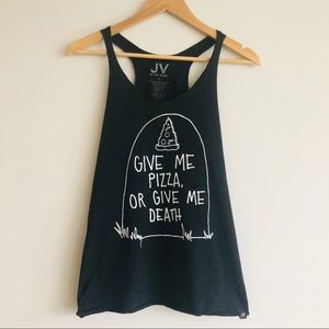 Jac Vanek | Give me Pizza Racerback Dark Grey Tank